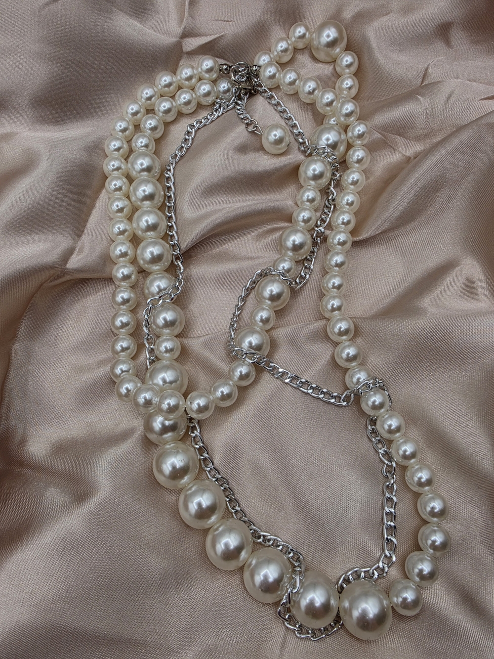 ✨ Y2K Layered Pearl Belly Chain • Coquette Aesthetic Silver Waist Chain Belt ✨ - Picture 2 of 2